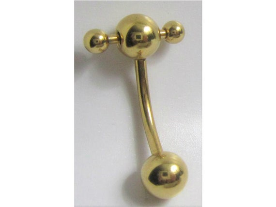 Clitoral Clitorial Clit Hood Bar VCH Vertical 14k Gold Rolling Balls Curved Barbell Bar Ring 14 Gauge 14g Intimate Jewelry 1.6mm Etsy