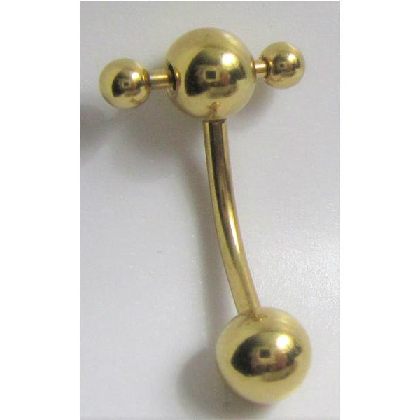 Clitoral Clitorial Clit Hood Bar VCH Vertical  14k Gold Rolling Balls Curved Barbell Bar    Ring 14 gauge 14g Intimate Jewelry