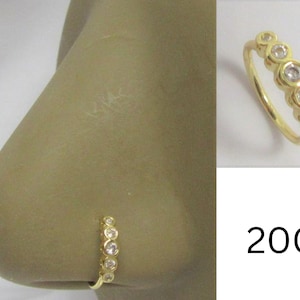 Złoty kryształ cyrkonii kółko do nosa kółko do nozdrzy bezszwowe kółko 20G 8 mm średnica 20 Gauge kółko do nozdrzy