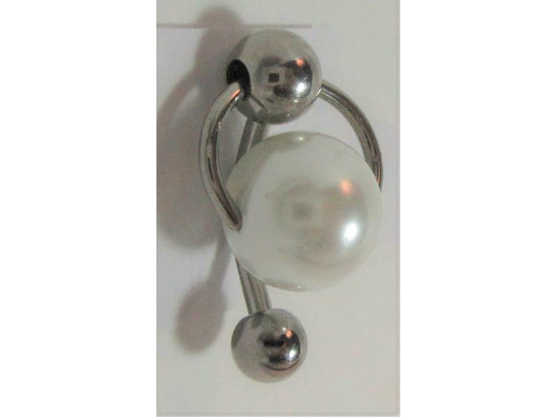 Silver VCH Vertical Clitoral Clit Hood Bar Ring Barbell Crystal Pearl Ball 14G 