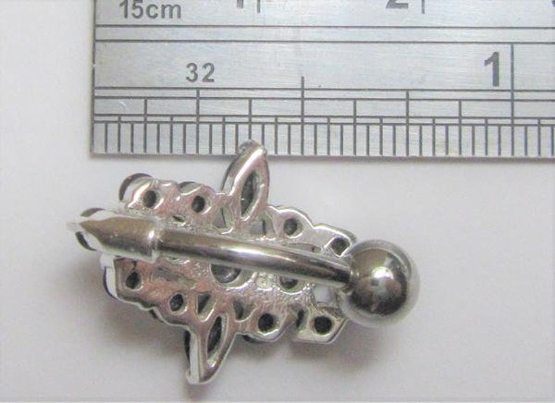 VCH Jewelry Surgical Steel and Sterling Silver VCH Jewelry Hood Cover Black Marquise Gem Christina Barbell 14 gauge 14g Intimate Jewelry