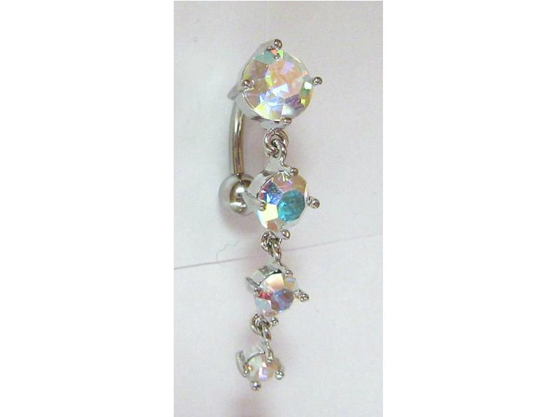 Surgical Steel Double Aqua Twisted Hoop Dangle VCH Clitoral Hood Jewelry Bar 14g