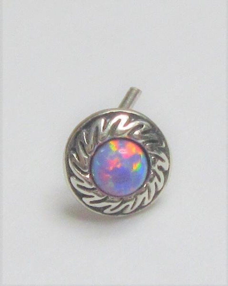 Sterling Silver Mauve Opal Swirl Nose Stud L Shape Bent Post Pin Jewelry 20 gauge 20G Nose Jewelry