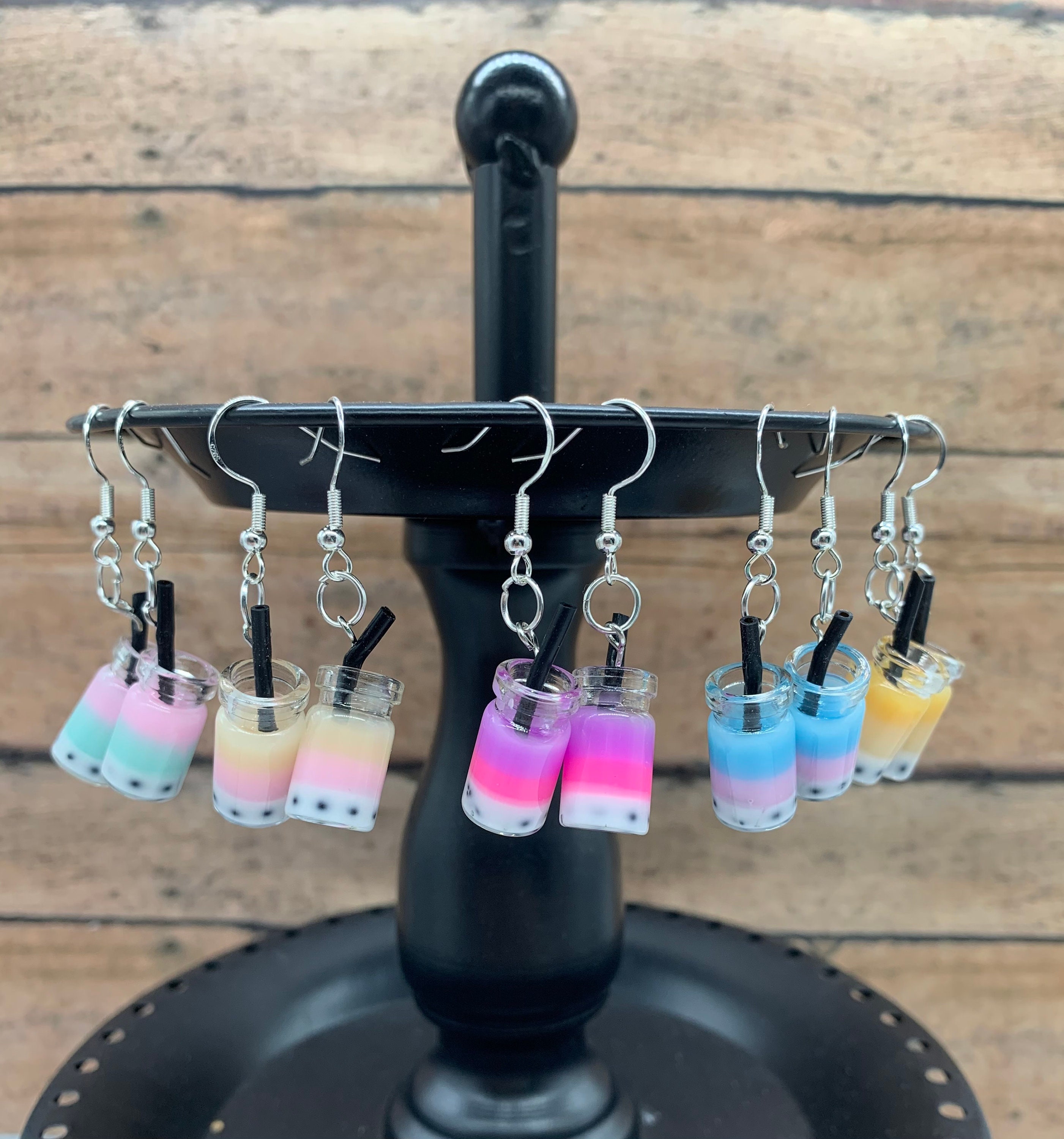 Boba Earrings Multi color Tea Earrings Milk Tea Bubble Tea