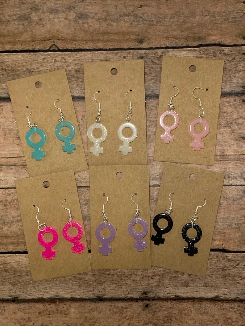 Female Symbol Earrings Kawaii Feminist Charm Dangle Earrings Etsy