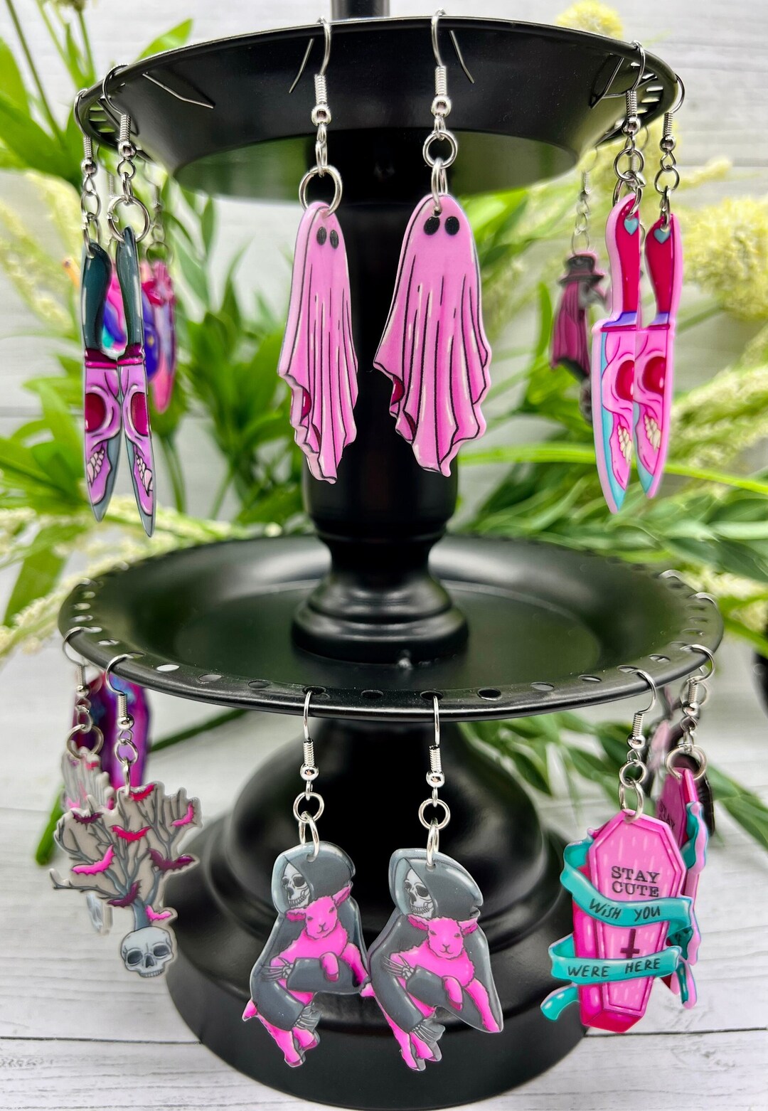 Pastel Acrylic Charm Earrings Unique Dangle Earrings Etsy