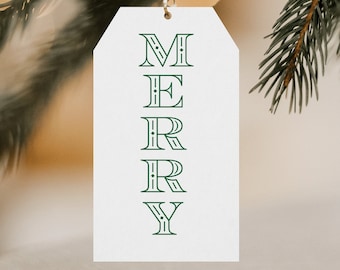 Printable Gift Tags | MERRY Gift Tags | Instant Download | Christmas Gift Tags | Wine Tags | Print at Home | Set of 12