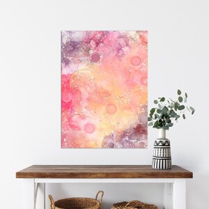 Alcohol Ink Sunset Canvas: Peach, Yellow, Purple Abstract Art