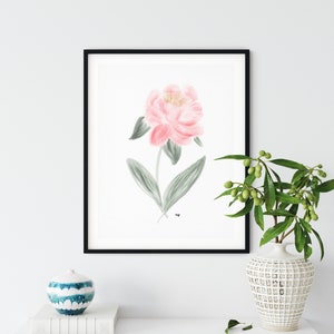 Peony Print Printable Pink Digital Flower Floral Nature Digital Download includes 5x7, 8x10, 11x14, 16x20 inches image 1