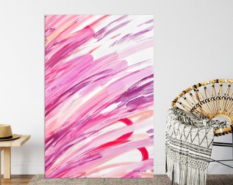 Pink Acrylic Painting Print: Abstract Fine Art Canvas Wall Decor