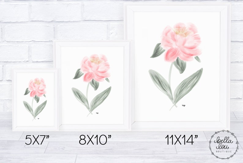 Peony Print Printable Pink Digital Flower Floral Nature Digital Download includes 5x7, 8x10, 11x14, 16x20 inches image 2