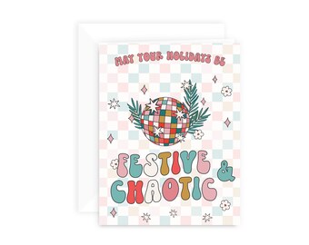 Festive and Chaotic Holiday Greeting Card | Funny Holiday Greeting Card | Cute Holiday Card Set | Holiday Greeting Card Set | Retro Cards