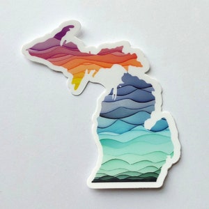 Michigan Waves Sticker: Waterproof Vinyl State Decal