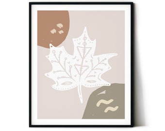 Digital Download | Boho Fall Leaf Print | Boho Autumn Art | Neutral Colors | Autumn Decor | Fall Art Print | Fall Printable | Classroom Art