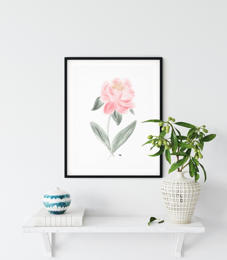 Peony Print Printable Pink Digital Flower Floral Nature Digital Download includes 5x7, 8x10, 11x14, 16x20 inches image 1