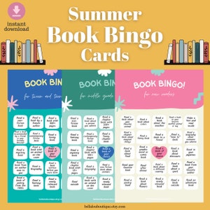 Summer Reading Bingo Cards | Instant Download Book Bingo | Printable Activity for Kids | Reading Activity | Summer Reading Fun | Reading Log