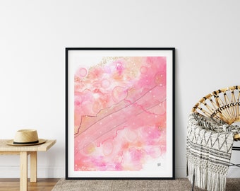 Champagne Bubbles | Alcohol Ink Printable | Gold | Pink | Abstract | Digital Download includes 5x7, 8x10, 11x14, 16x20 inches
