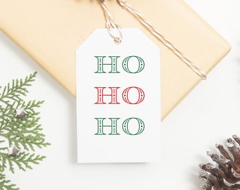 Printable Gift Tags | HO HO HO | Instant Download | Christmas Gift Tags | Wine Tags | Holiday Gift Tags | Print at Home | Set of 12