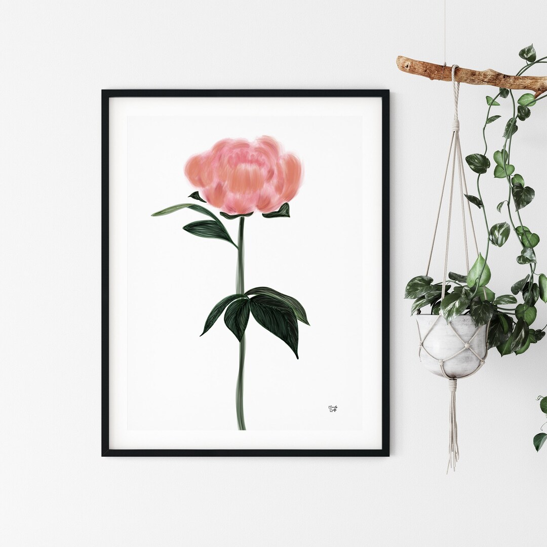 Pink Peony Print: Floral Living Room Wall Decor (digital Download) - Etsy