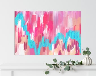 Fine Art Canvas | Acrylic Painting Print | Pink and Turquoise | Digital Painting | Digital Acrylic | Wall Decor | Multiple Sizes Available