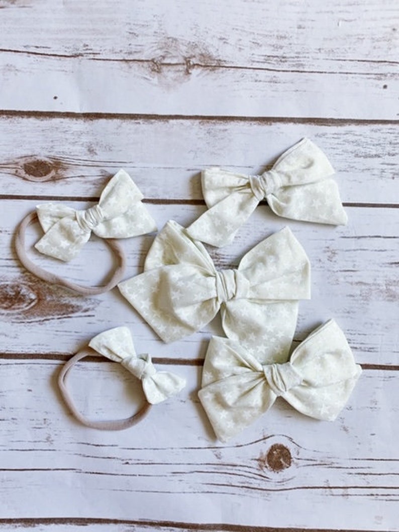 White Stars BowWhite BowStars Bow4th of July BowAmerica BowPatriotic BowHand tied Bow
