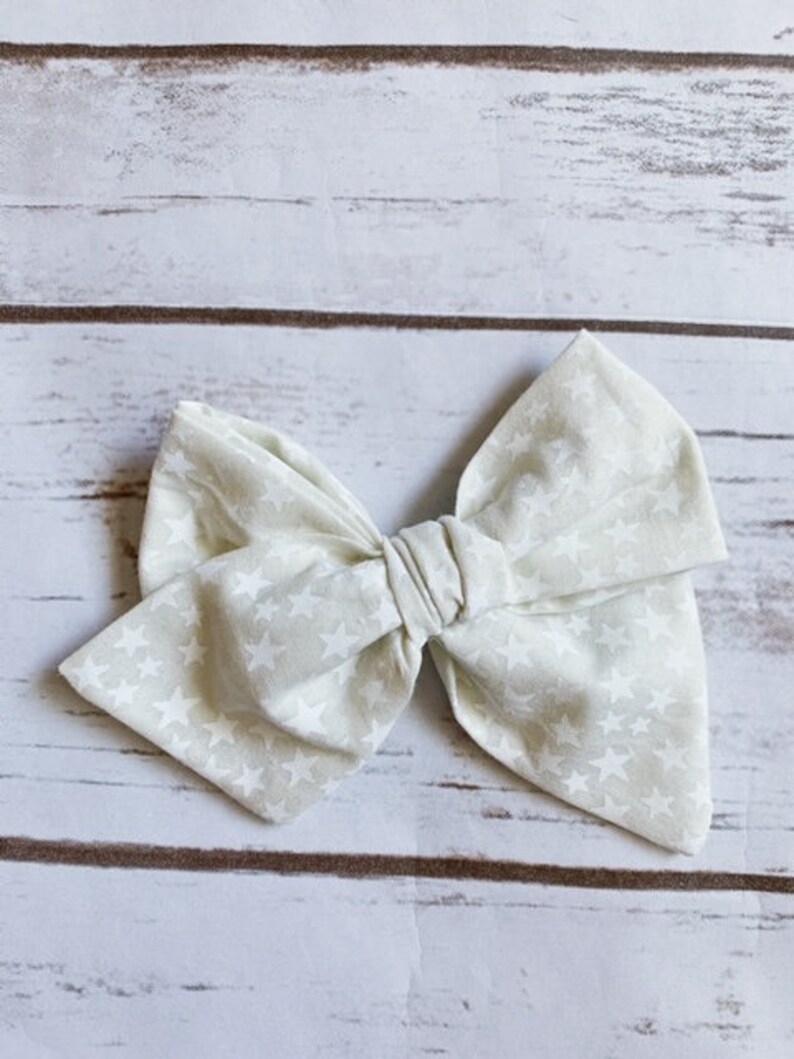 White Stars BowWhite BowStars Bow4th of July BowAmerica BowPatriotic BowHand tied Bow