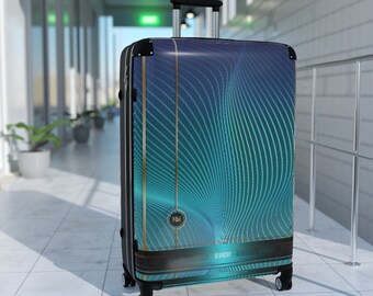 Turquoise Stripes Suitcase 3 SIZES Carry-on Suitcase Blue Stripes Luggage Nazca Lines Hard shell Suitcase