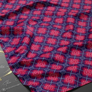Tartan Pattern Fabric, Combed Cotton Pima Fabric by the Yard, Spun Poly Fabric, Blue & Red Plaid Fabric, Apparel/ Quilting Fabric | D20423