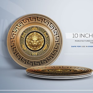 Royal Roman LION Emblem | 10&quot; Dinner Plate | Microwave/ Dishwasher safe Plates.  Heavy Thermosaf  | 100044E