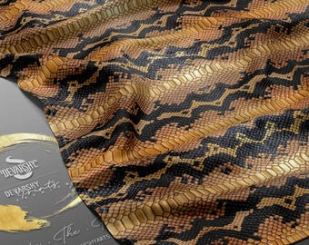 Tela con estampado de piel de serpiente, algodón peinado cortado a medida, poliéster hilado, para acolchado y confección, con estampado de serpiente para manualidades / D20315