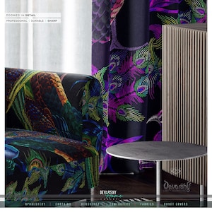 PEACOCK Upholstery Fabric 3meters 4 Colors & 12 Furnishing Fabric Options Peacock Fabric by the Yard | 007