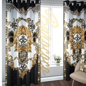 Amber Room PREMIUM Curtain Panel, Grommet Curtain, 9 Fabrics Heavy & Sheer, 3 Sizes, Custom Made Curtain, Baroque Curtain | 100355A | BRCCcX