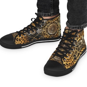 Barock Leoparden Schuhe Herren High Top Sneakers Animal Print Schuhe Leopardenmuster Schuhe