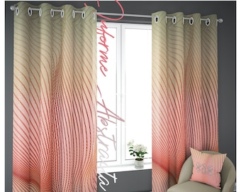 Peach PREMIUM Curtain Panel, Grommet Curtain, 9 Fabrics in 3 Sizes, Heavy & Sheer Curtains, Made to Order Curtain, Nazca Lines Curtain,