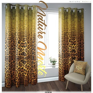 LEOPARD Print Premium Curtain Panel, Grommet Curtain, 9 Fabrics Heavy & Sheer in 3 Sizes, Animal Print Curtain, Custom Made Curtain | 100167