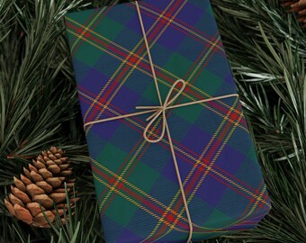 Scottish Plaid Wrapping Paper, Christmas Gifts Paper Roll, X-mas Holiday Gift Wrap Paper Sheet, Green Blue Plaid Wrapping Paper | 99064