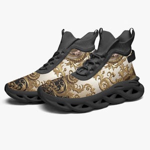 Tênis Baroque de cano alto Bounce dourado e branco