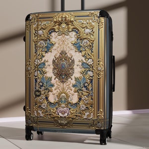 Abstract Floral Suitcase, Baroque Floral Luggage, Best Holiday Gift, Hard Shell Suitcase, Floral Print Luggage, Baroque Suitcase | 104940
