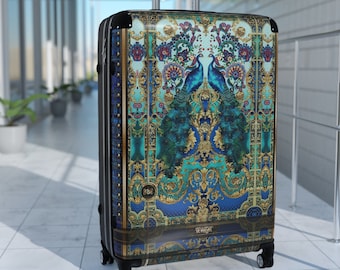 PEACOCK Suitcase 3 Sizes Carry-on Suitcase Turquoise Luggage Hard Shell Suitcase with Wheels Luxury Gift