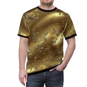 Gold Burst T-Shirt, Unisex Tee Shirt, Gold Print T-shirt, Unisex T-Shirt, Abstract Tee Shirt, Brown T-shirt, Summer casual Tee | X3345