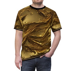 Golden Waves T-Shirt, Unisex Tee Shirt, Gold Print Tee Shirt, Casual wear T-shirt, Summer Tee Shirt, Unisex T-Shirt  | X3347