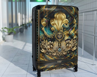 Royal Atlantis Suitcase Carry-on Suitcase 3 Sizes Decorative Turquoise Luggage Hard Shell Suitcase with Wheels