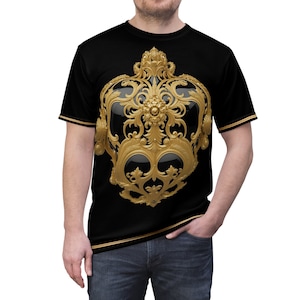Decorative Shield T-Shirt Unisex Tee Golden Baroque T-Shirt Black Unisex Tee Shirt | X3365