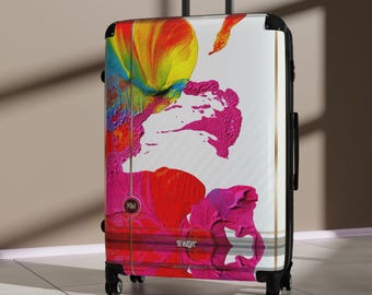 Abstract Art Suitcase, Unique Hard Shell Luggage, Pop Art Suitcase, Travelers Accessory, Color Splash Carry-On, Colorful Travel Bag | 11311