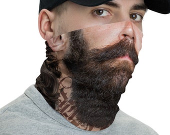 Long Beard Neck Gaiter, Beard Man Mask, Washable Cloth Face Mask, Selfie Face Mask, Man Face Mask, Neck Tube, PF - 11184