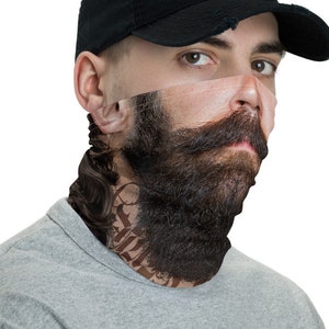 Long Beard Neck Gaiter, Beard Man Mask, Washable Cloth Face Mask, Selfie Face Mask, Man Face Mask, Neck Tube, PF - 11184