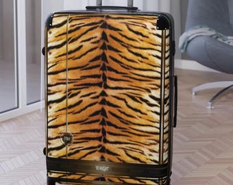 Tiger Print Suitcase, Travel Luggage, Carry-on Suitcase, Tiger Print Luggage, Animal Print Suitcase, Luxury Hard Shell Suitcase | 100178
