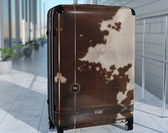 Cow Print Suitcase 3 Sizes Cowhide Luggage Carry-on Suitcase Hard Shell Suitcase with Wheels Luxury Gift | 11222
