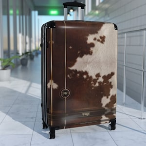 Cow Print Suitcase 3 Sizes Cowhide Luggage Carry-on Suitcase Hard Shell Suitcase with Wheels Luxury Gift | 11222