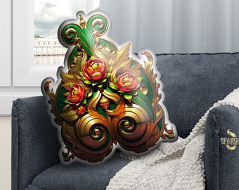 Baroque Fleur Shape Pillow Custom Shape Cushion Decorative Floral Print Pillows in 4 Sizes | X3373